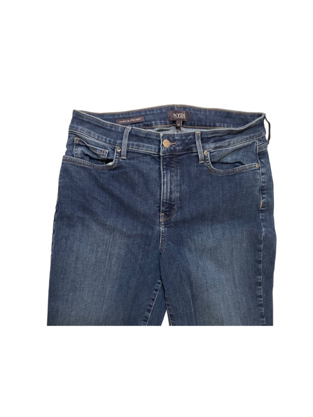 NYDJ Marilyn straight jeans size 12 blue denim - Picture 2 of 9